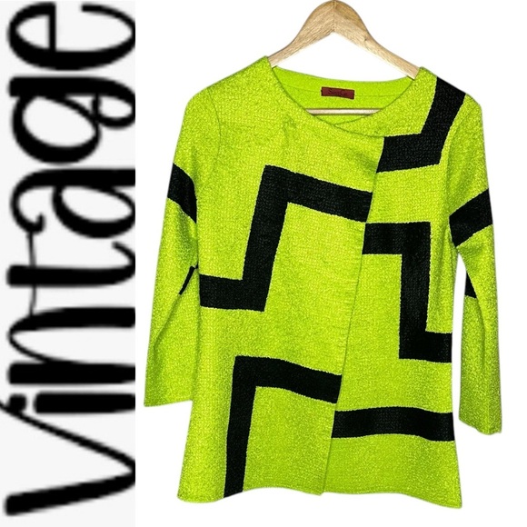 Vintage Tops - Vintage 80’s Saint Gil Neon Geometric Textured Lightweight Top/Jacket